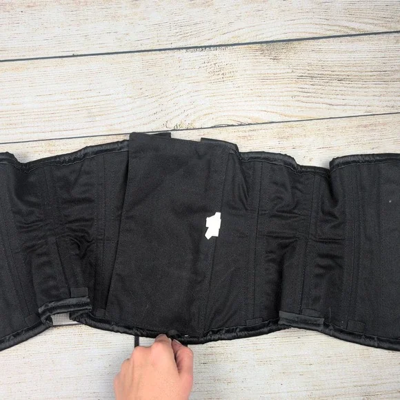 Black Satin Underbust Steel boned Corset Waist Cincher Lace Up Size 22 - Picture 4 of 6